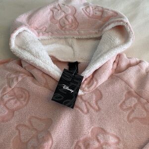 Disney Minnie Mouse Pink Fleece Hoodie Tunic Loungewear Soft Warm Front Pocket S